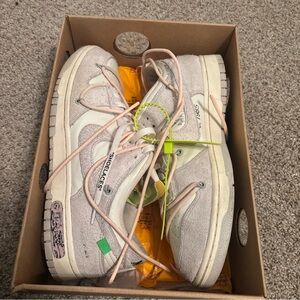 off white dunks white grey in pink size 12